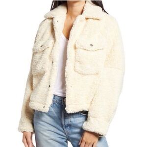 Free People teddy swing crop jacket in color Chai Latte